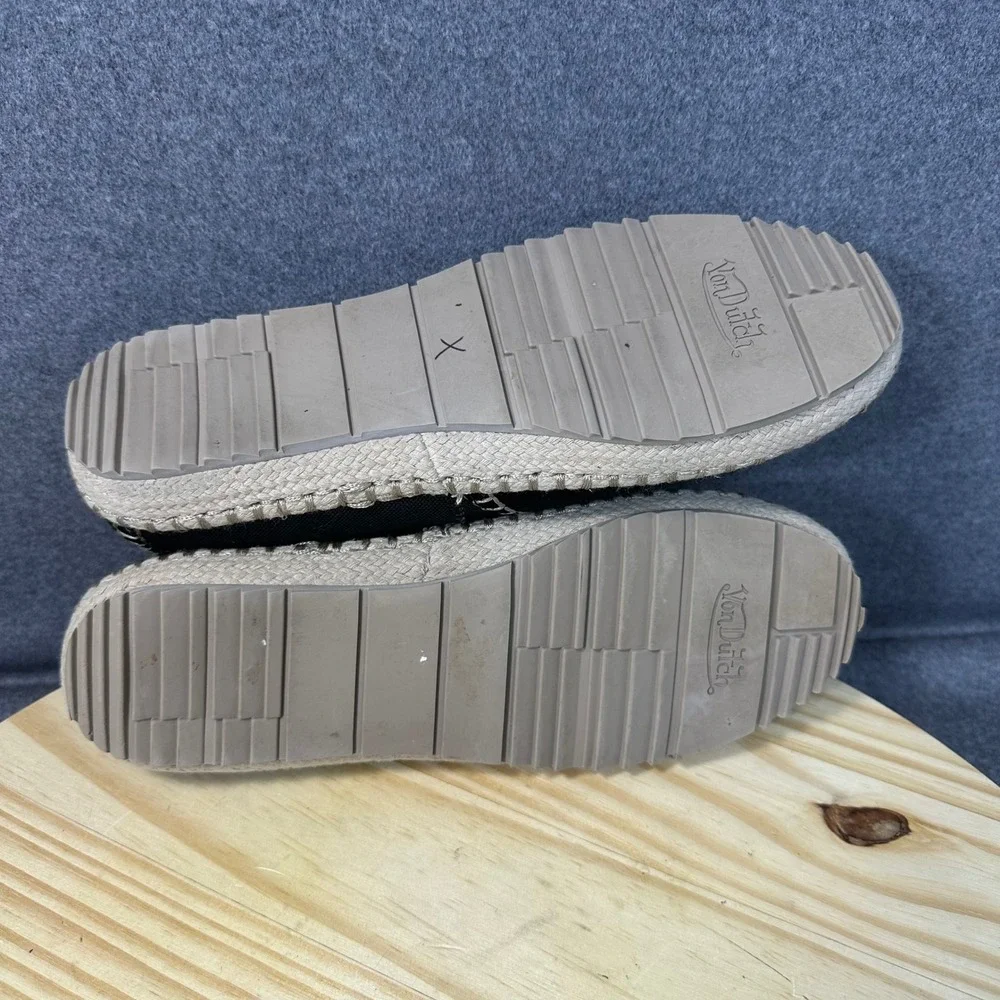 Von Dutch Black Suede Croc Embossed Espadrille Slip On‎ Flats Shoes 9M